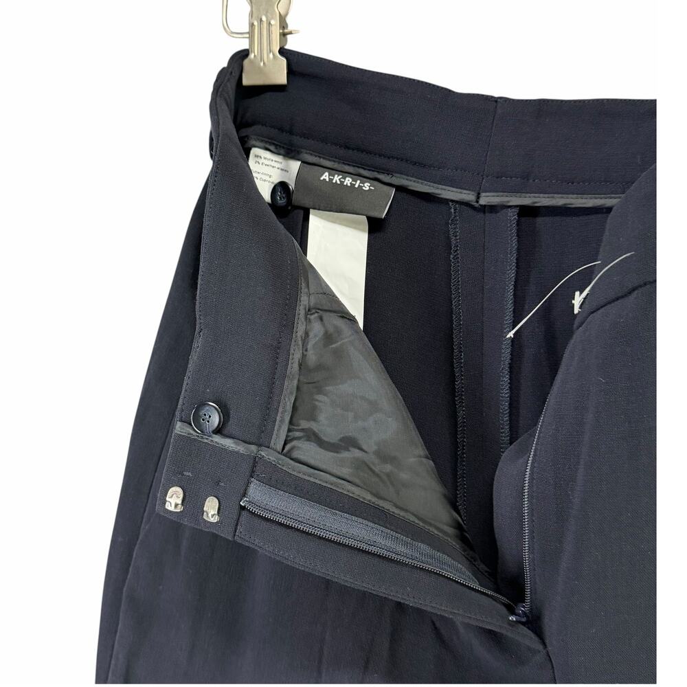 Akris Flore Navy Wool Stretch Tailored Trousers Womens 6 Quiet Luxury NWT $995 - Picture 3 of 15